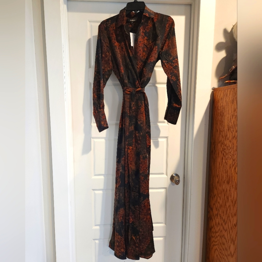 Aakaa Long Sleeve Wrap Maxi Dress size XS